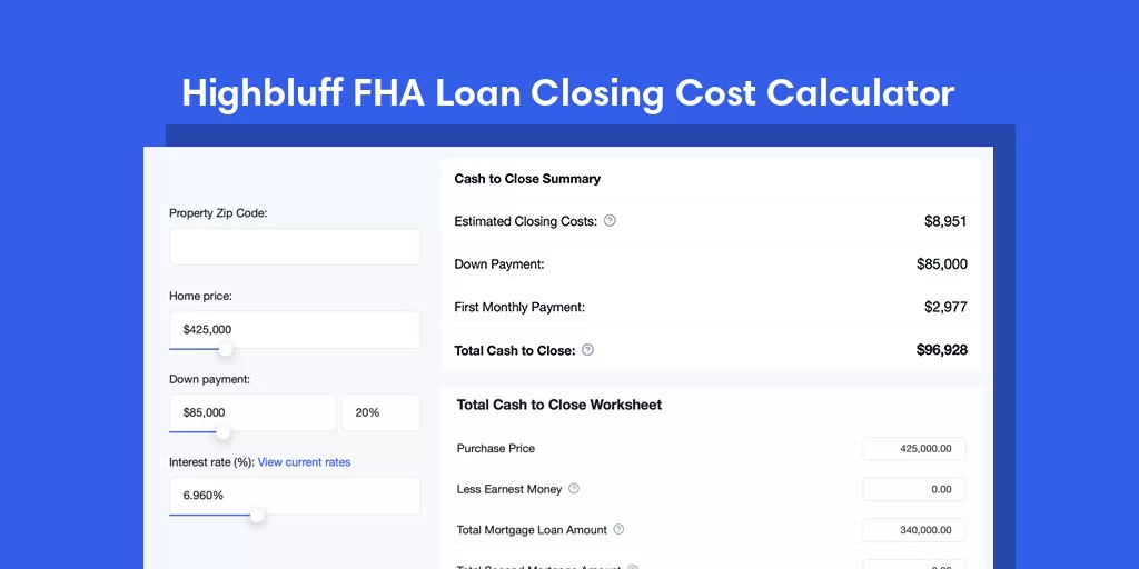 Highbluff, AL FHA Loan Closing Cost Calculator