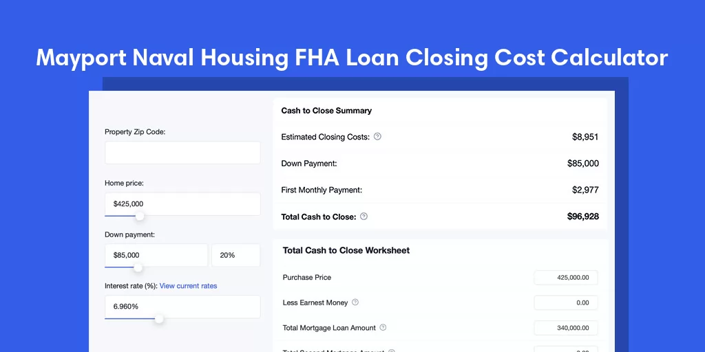 Mayport Naval Housing, FL FHA Loan Closing Cost Calculator Mayport Naval Housing, FL FHA Loan Closing Cost Calculator