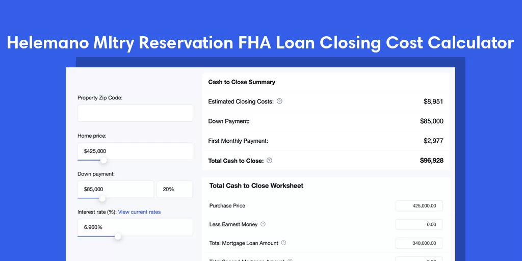 Helemano Mltry Reservation, HI FHA Loan Closing Cost Calculator