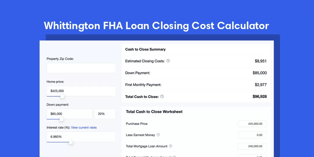 Whittington, IL FHA Loan Closing Cost Calculator