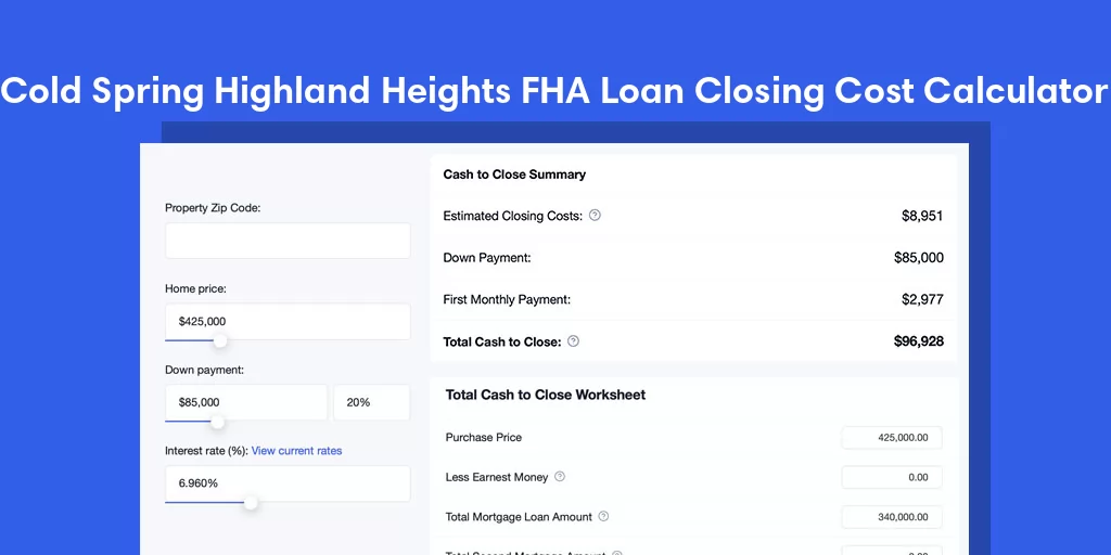 Cold Spring Highland Heights, KY FHA Loan Closing Cost Calculator Cold Spring Highland Heights, KY FHA Loan Closing Cost Calculator