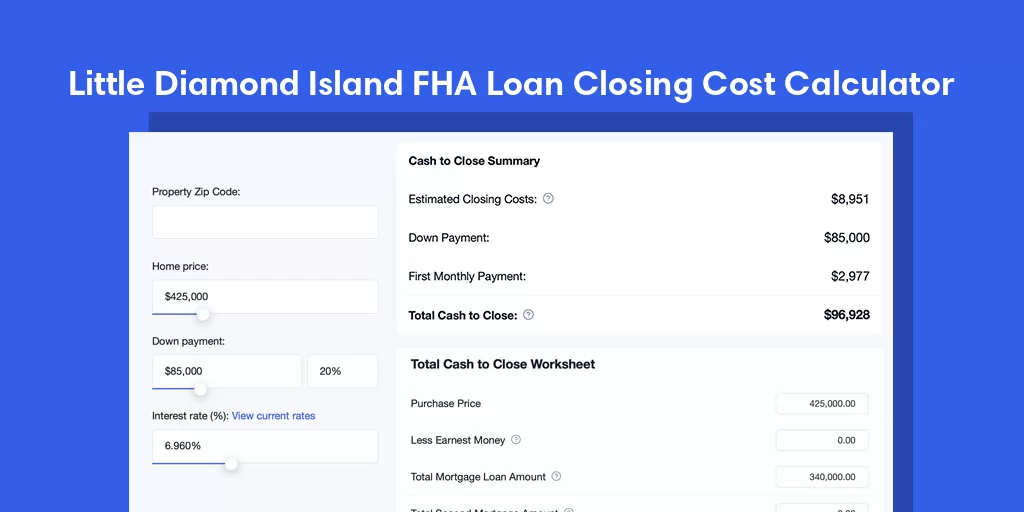 Little Diamond Island, ME FHA Loan Closing Cost Calculator Little Diamond Island, ME FHA Loan Closing Cost Calculator