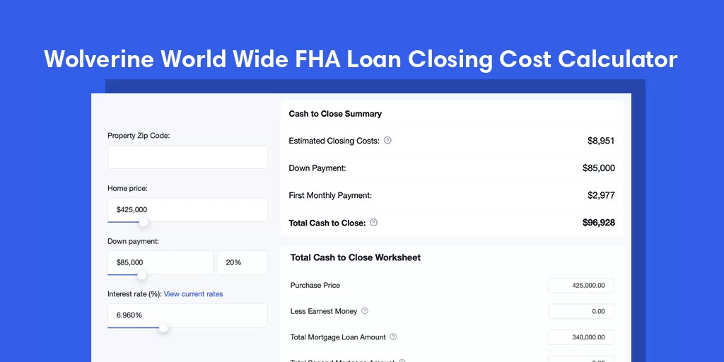 Wolverine World Wide, MI FHA Loan Closing Cost Calculator Wolverine World Wide, MI FHA Loan Closing Cost Calculator