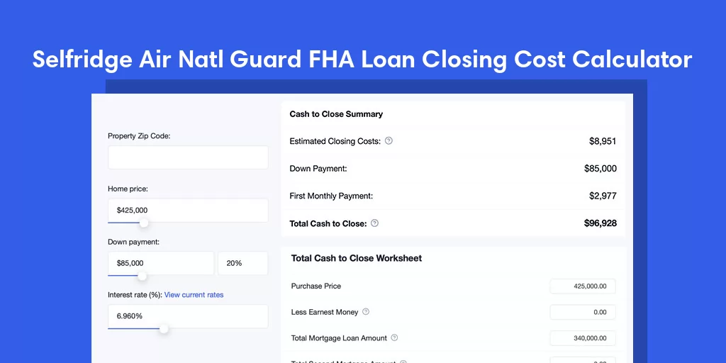 Selfridge Air Natl Guard, MI FHA Loan Closing Cost Calculator Selfridge Air Natl Guard, MI FHA Loan Closing Cost Calculator