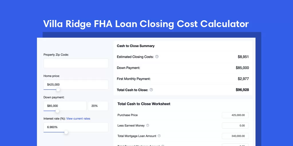 Villa Ridge, MS FHA Loan Closing Cost Calculator Villa Ridge, MS FHA Loan Closing Cost Calculator