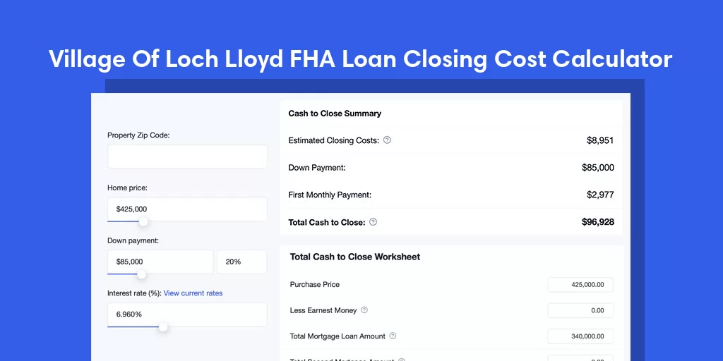 Village Of Loch Lloyd, MO FHA Loan Closing Cost Calculator Village Of Loch Lloyd, MO FHA Loan Closing Cost Calculator