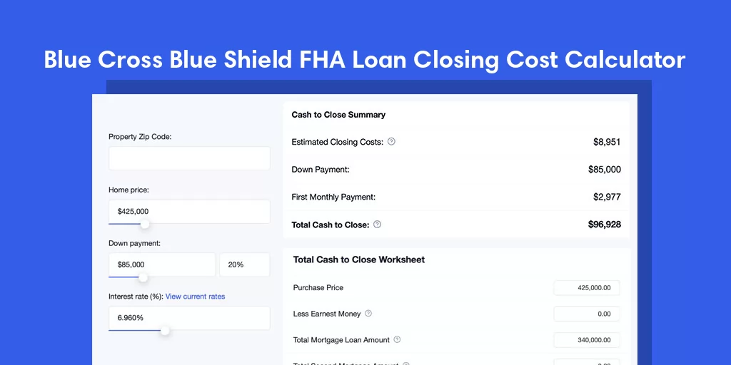 Blue Cross Blue Shield, NE FHA Loan Closing Cost Calculator Blue Cross Blue Shield, NE FHA Loan Closing Cost Calculator