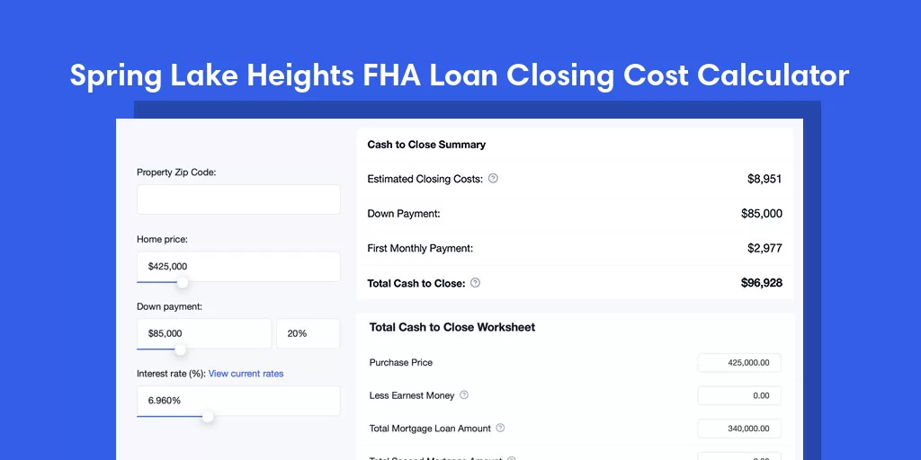 Spring Lake Heights, NJ FHA Loan Closing Cost Calculator Spring Lake Heights, NJ FHA Loan Closing Cost Calculator