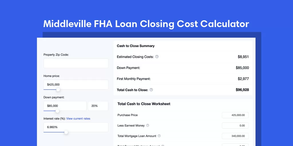 Middleville, NJ FHA Loan Closing Cost Calculator