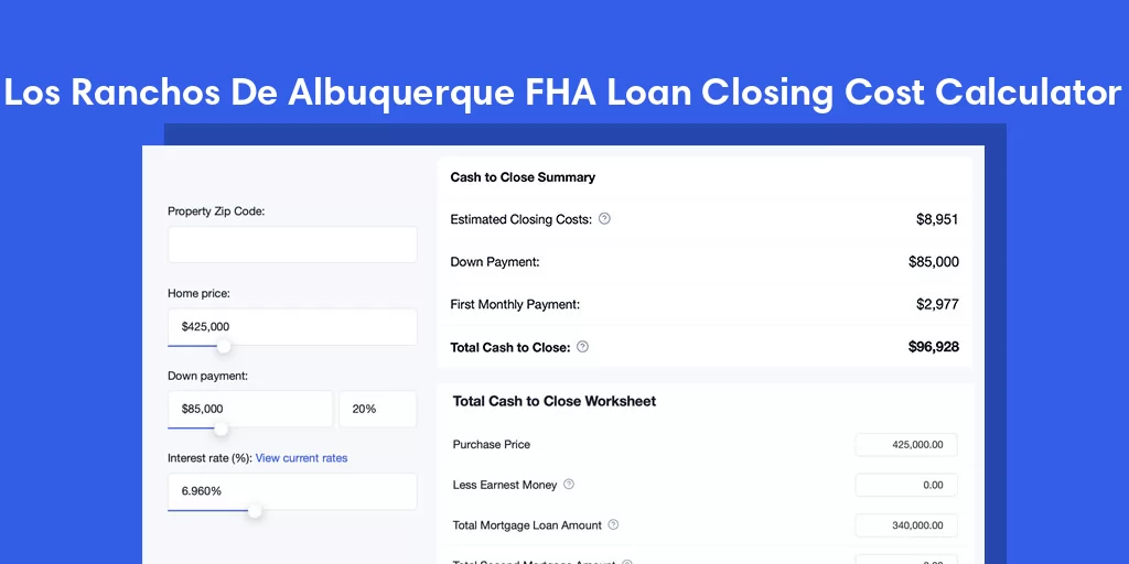 Los Ranchos De Albuquerque, NM FHA Loan Closing Cost Calculator Los Ranchos De Albuquerque, NM FHA Loan Closing Cost Calculator