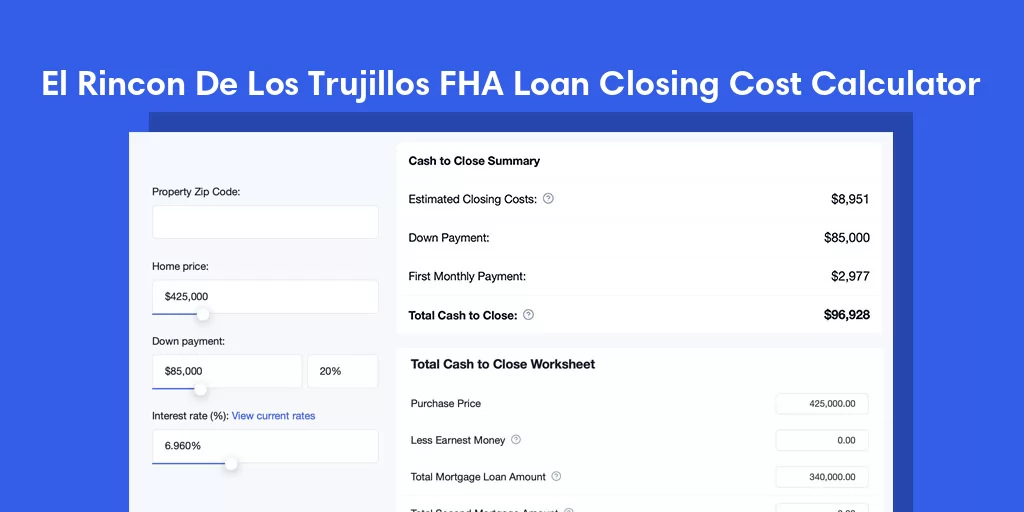 El Rincon De Los Trujillos, NM FHA Loan Closing Cost Calculator