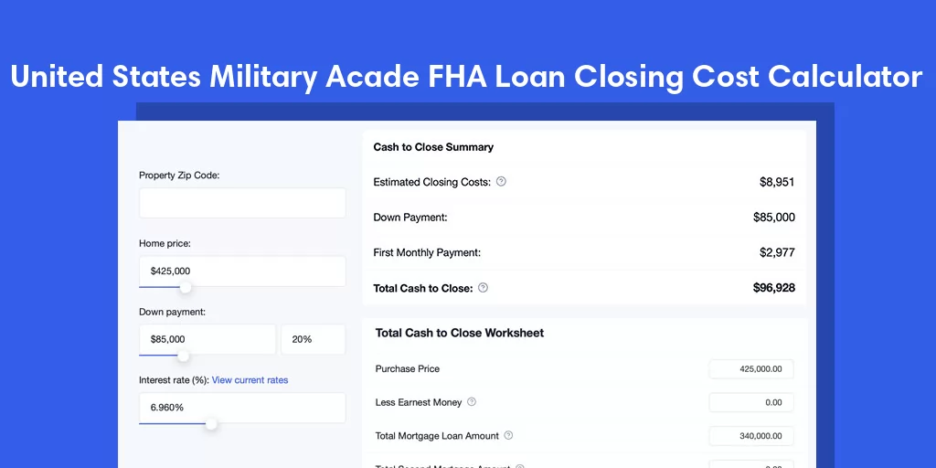 United States Military Acade, NY FHA Loan Closing Cost Calculator United States Military Acade, NY FHA Loan Closing Cost Calculator