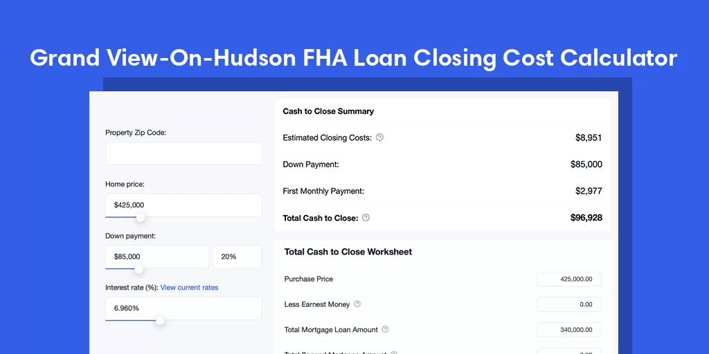 Grand View-On-Hudson, NY FHA Loan Closing Cost Calculator Grand View-On-Hudson, NY FHA Loan Closing Cost Calculator