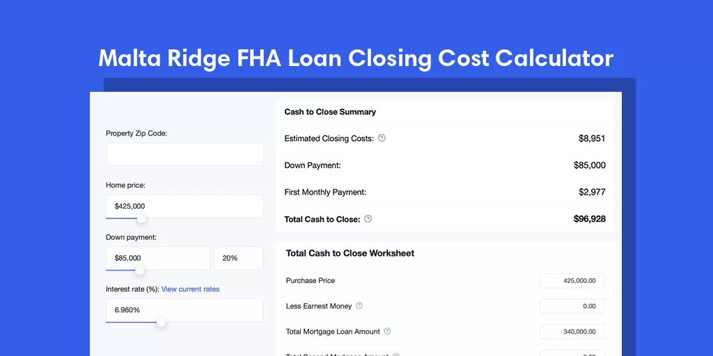 Malta Ridge, NY FHA Loan Closing Cost Calculator