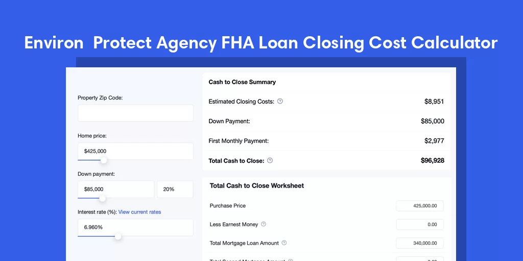 Environ Protect Agency, NC FHA Loan Closing Cost Calculator Environ Protect Agency, NC FHA Loan Closing Cost Calculator