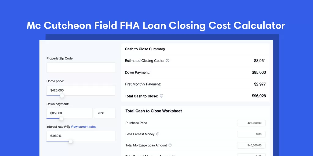 Mc Cutcheon Field, NC FHA Loan Closing Cost Calculator Mc Cutcheon Field, NC FHA Loan Closing Cost Calculator