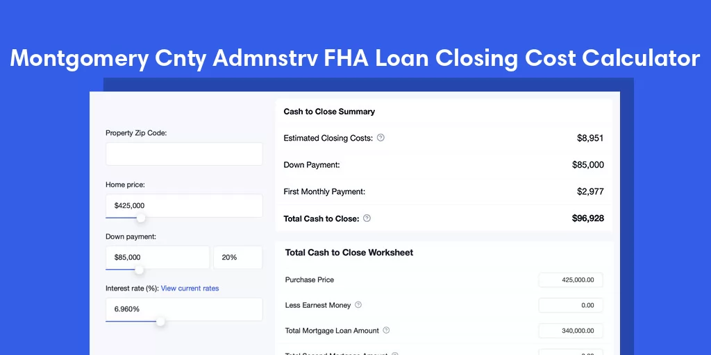 Montgomery Cnty Admnstrv, OH FHA Loan Closing Cost Calculator Montgomery Cnty Admnstrv, OH FHA Loan Closing Cost Calculator