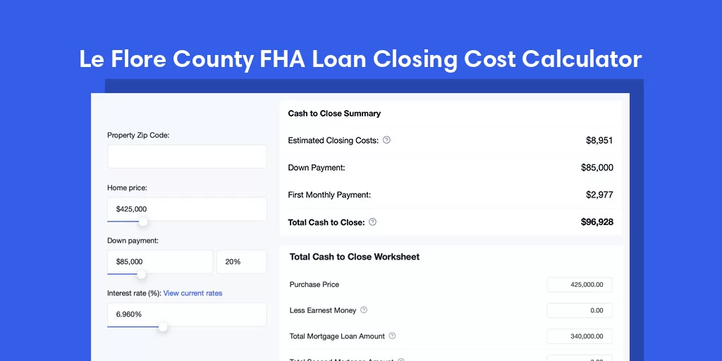 Le Flore County, OK FHA Loan Closing Cost Calculator