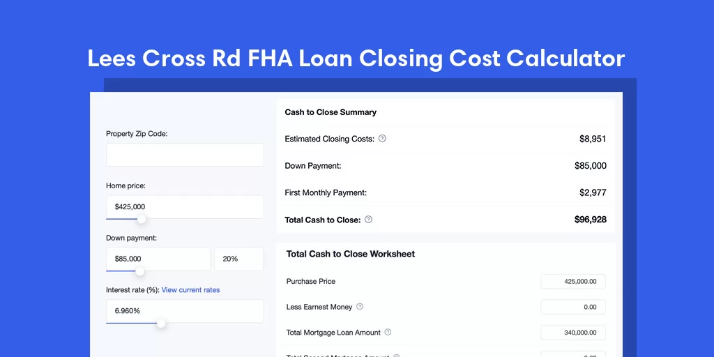 Lees Cross Rd, PA FHA Loan Closing Cost Calculator Lees Cross Rd, PA FHA Loan Closing Cost Calculator