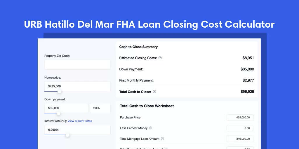 URB Hatillo Del Mar, PR FHA Loan Closing Cost Calculator URB Hatillo Del Mar, PR FHA Loan Closing Cost Calculator