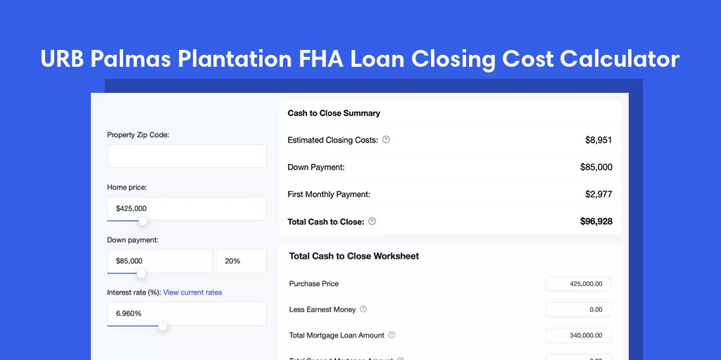 URB Palmas Plantation, PR FHA Loan Closing Cost Calculator URB Palmas Plantation, PR FHA Loan Closing Cost Calculator