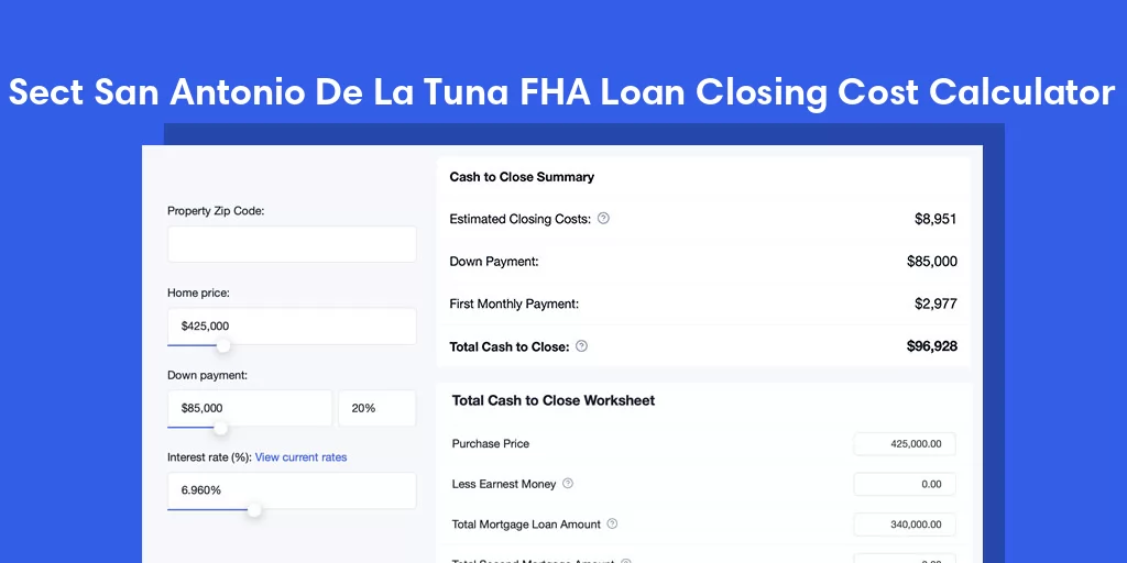 Sect San Antonio De La Tuna, PR FHA Loan Closing Cost Calculator Sect San Antonio De La Tuna, PR FHA Loan Closing Cost Calculator