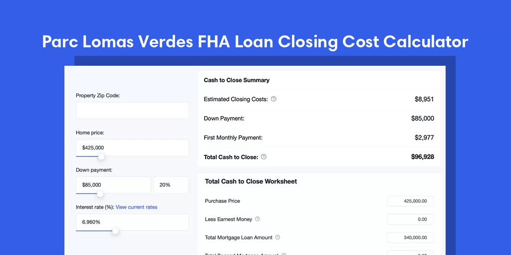 Parc Lomas Verdes, PR FHA Loan Closing Cost Calculator