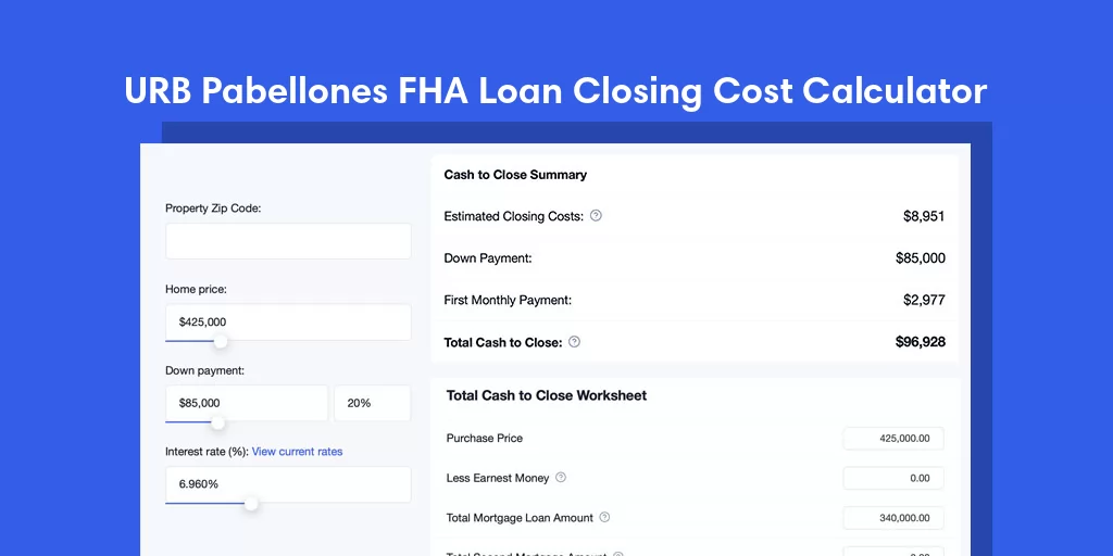 URB Pabellones, PR FHA Loan Closing Cost Calculator URB Pabellones, PR FHA Loan Closing Cost Calculator