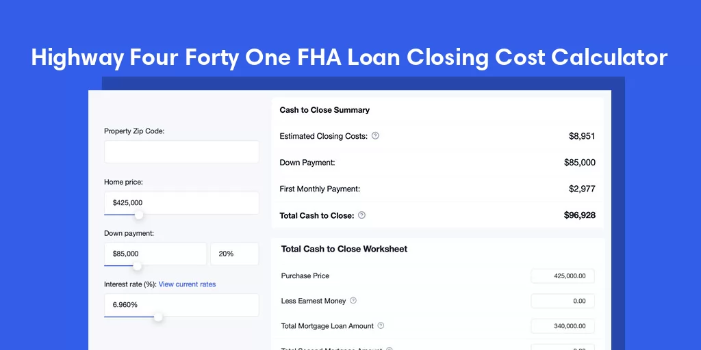 Highway Four Forty One, SC FHA Loan Closing Cost Calculator Highway Four Forty One, SC FHA Loan Closing Cost Calculator