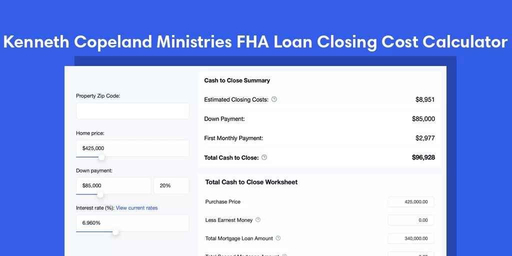 Kenneth Copeland Ministries, TX FHA Loan Closing Cost Calculator