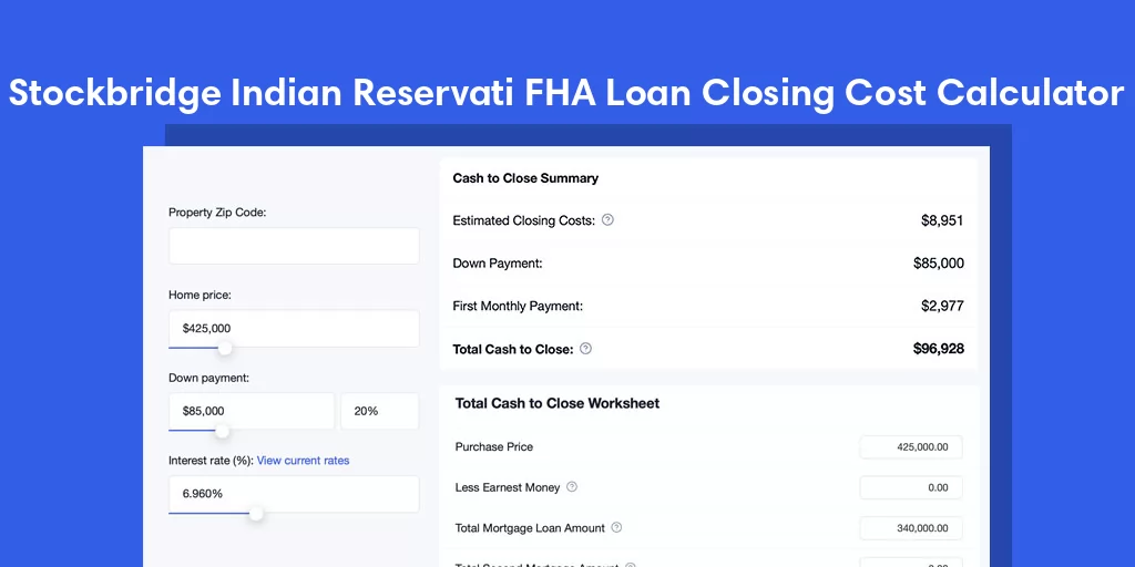 Stockbridge Indian Reservati, WI FHA Loan Closing Cost Calculator Stockbridge Indian Reservati, WI FHA Loan Closing Cost Calculator