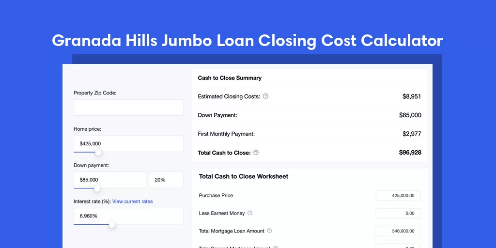 Granada Hills, CA Jumbo Loan Closing Cost Calculator Granada Hills, CA Jumbo Loan Closing Cost Calculator