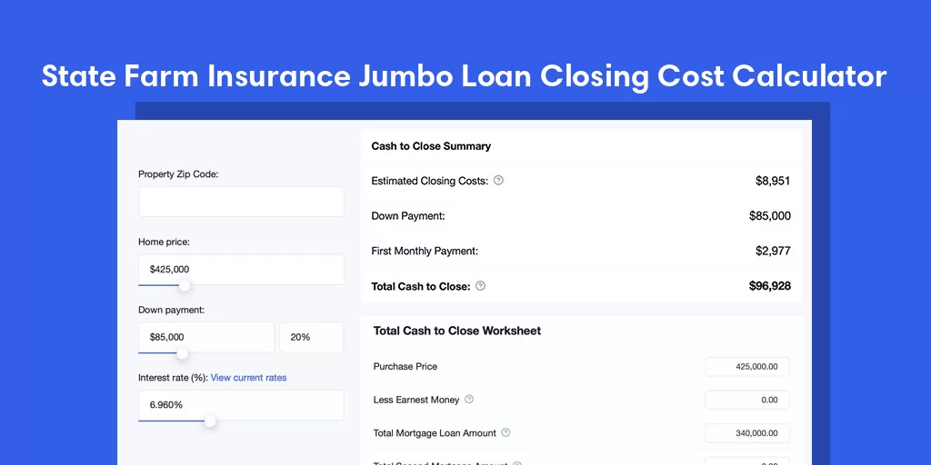 State Farm Insurance, CA Jumbo Loan Closing Cost Calculator State Farm Insurance, CA Jumbo Loan Closing Cost Calculator