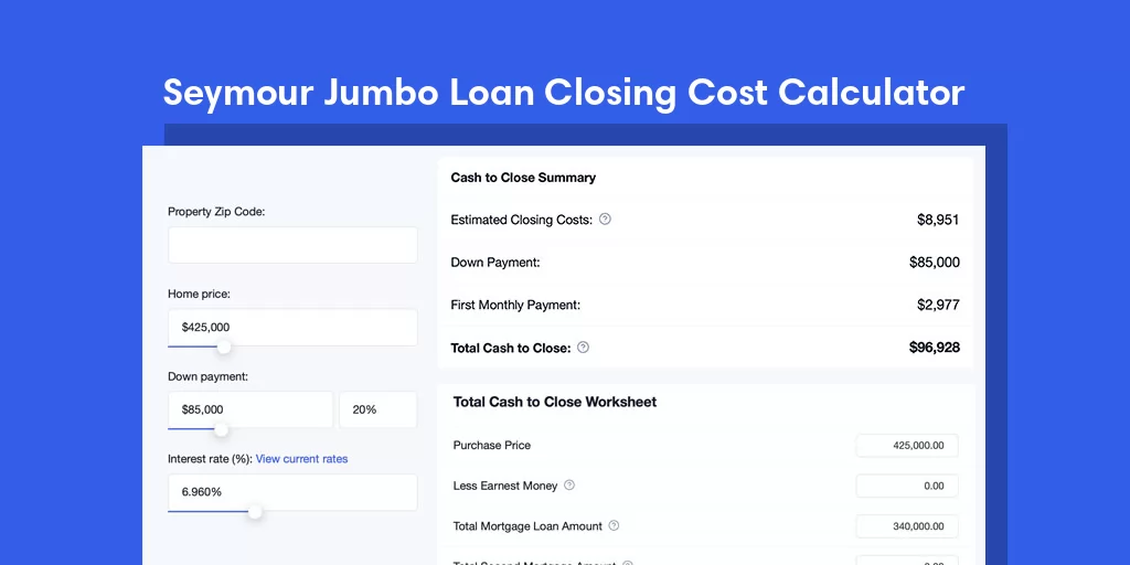 Seymour, CT Jumbo Loan Closing Cost Calculator Seymour, CT Jumbo Loan Closing Cost Calculator