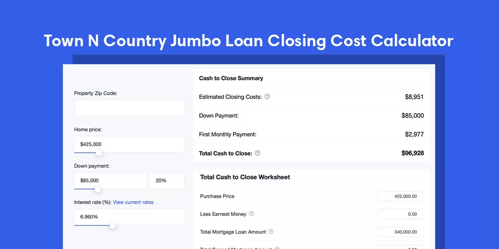 Town N Country, FL Jumbo Loan Closing Cost Calculator Town N Country, FL Jumbo Loan Closing Cost Calculator