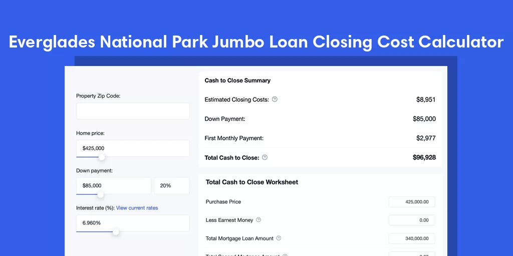 Everglades National Park, FL Jumbo Loan Closing Cost Calculator Everglades National Park, FL Jumbo Loan Closing Cost Calculator