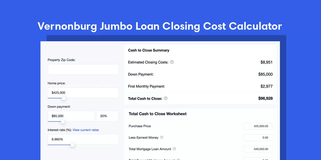 Vernonburg, GA Jumbo Loan Closing Cost Calculator Vernonburg, GA Jumbo Loan Closing Cost Calculator
