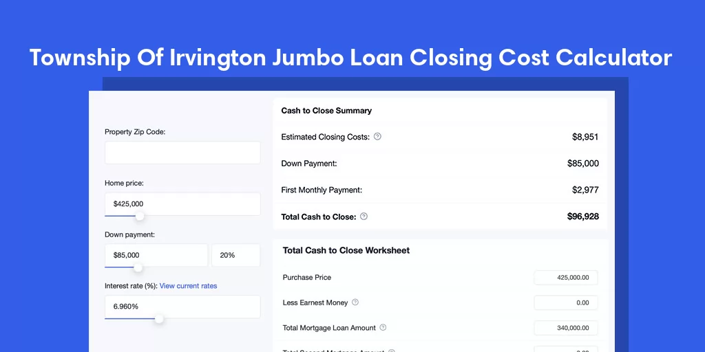 Township Of Irvington, NJ Jumbo Loan Closing Cost Calculator Township Of Irvington, NJ Jumbo Loan Closing Cost Calculator