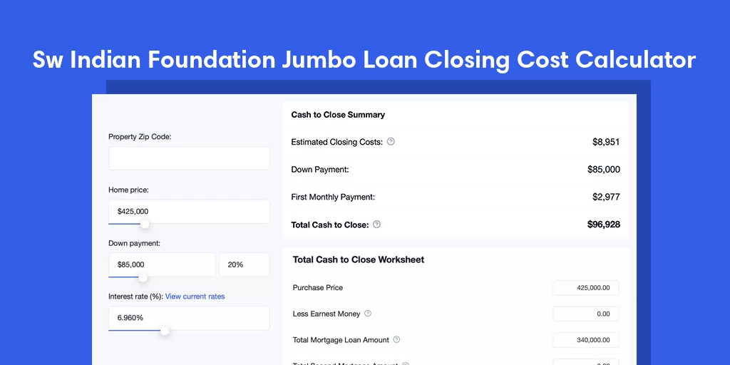 Sw Indian Foundation, NM Jumbo Loan Closing Cost Calculator Sw Indian Foundation, NM Jumbo Loan Closing Cost Calculator