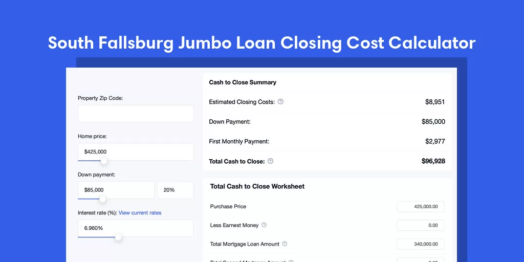 South Fallsburg, NY Jumbo Loan Closing Cost Calculator South Fallsburg, NY Jumbo Loan Closing Cost Calculator