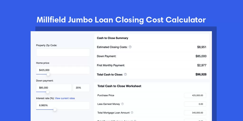 Millfield, OH Jumbo Loan Closing Cost Calculator Millfield, OH Jumbo Loan Closing Cost Calculator