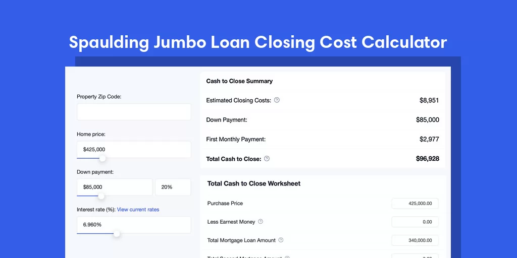 Spaulding, OK Jumbo Loan Closing Cost Calculator