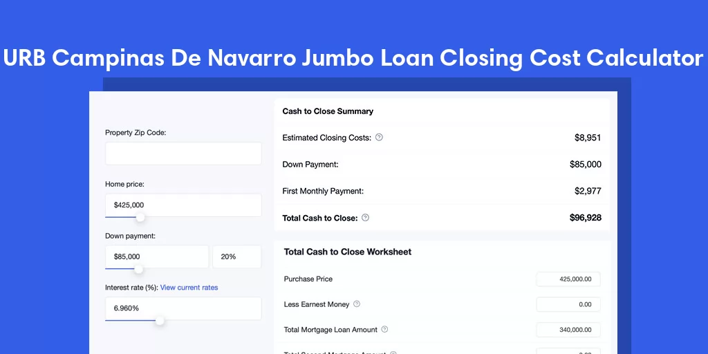 URB Campinas De Navarro, PR Jumbo Loan Closing Cost Calculator URB Campinas De Navarro, PR Jumbo Loan Closing Cost Calculator