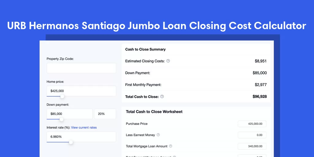 URB Hermanos Santiago, PR Jumbo Loan Closing Cost Calculator URB Hermanos Santiago, PR Jumbo Loan Closing Cost Calculator