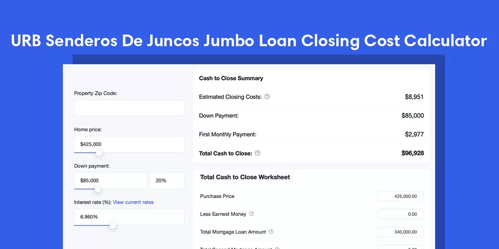 URB Senderos De Juncos, PR Jumbo Loan Closing Cost Calculator URB Senderos De Juncos, PR Jumbo Loan Closing Cost Calculator