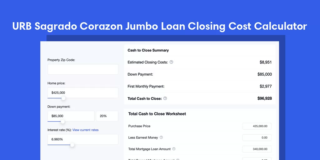 URB Sagrado Corazon, PR Jumbo Loan Closing Cost Calculator