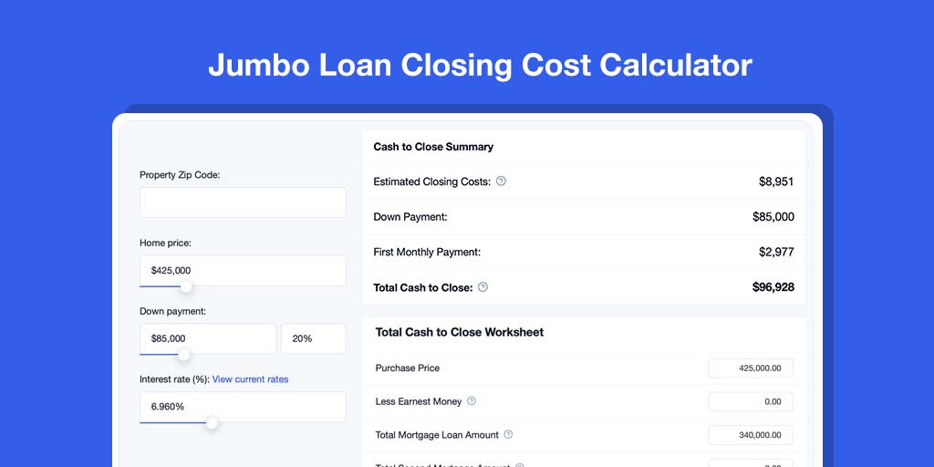 Jumbo Loan Closing Cost Calculator