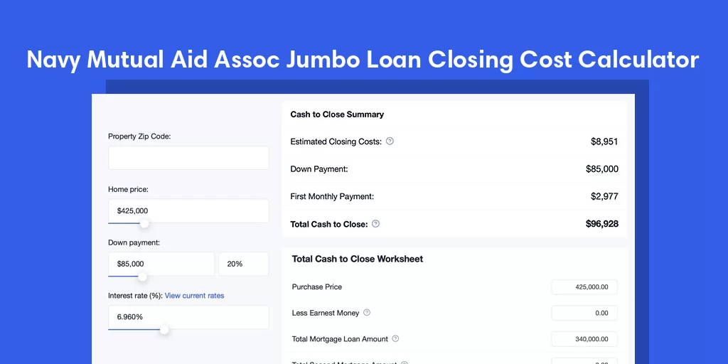 Navy Mutual Aid Assoc, VA Jumbo Loan Closing Cost Calculator Navy Mutual Aid Assoc, VA Jumbo Loan Closing Cost Calculator