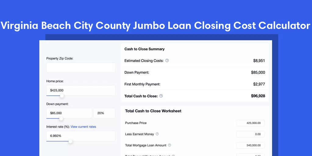Virginia Beach City County, VA Jumbo Loan Closing Cost Calculator Virginia Beach City County, VA Jumbo Loan Closing Cost Calculator