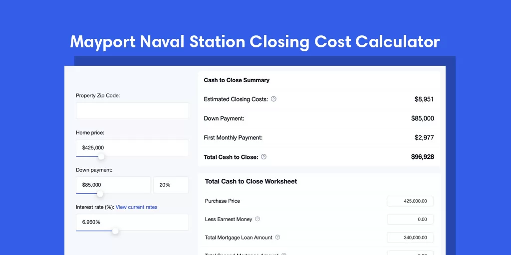 Mayport Naval Station, FL Mortgage Closing Cost Calculator Mayport Naval Station, FL Mortgage Closing Cost Calculator
